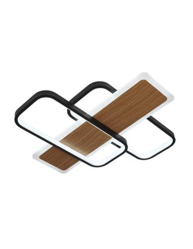 Plafon Forqueta 120w 3000-4000-6500k Negro/madera 13200 Lm C/remoto,memoria Y Reg.intensidad 6x50,5x49,5cm