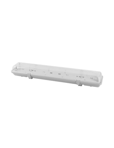Pantalla Estanca Basik Para Led 2xt8 60cm Ip65 Gris C/reflector Blanco 9,5x66x12,3cm
