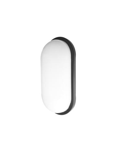Aplique 12w 6500k Pirineo Oval Negro Ip54 1176lm 21x11x7cm