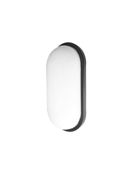 Aplique 12w 6500k Pirineo Oval Negro Ip54 1176lm 21x11x7cm