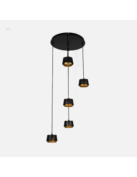 Plafon Domenica 5 X Gx53 Negro/oro 45w 4000k 4000lm Bombillas Incluidas Regx38x38cm