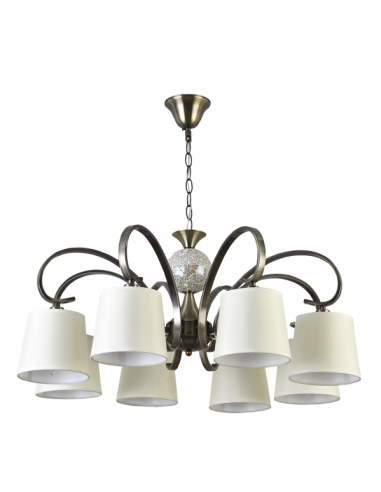 Lampara Concordia 8xe14 Cuero Pantalla Beis REGx75x75