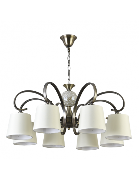 Lampara Concordia 8xe14 Cuero Pantalla Beis REGx75x75